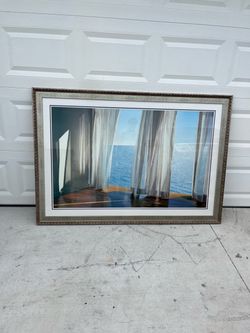 Large 65” Coastal Ocean Framed Wall Art – Beach / Waterfront Decor
