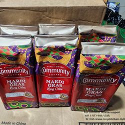 Community Coffee Mardi Gras King Cake Flavored 72 Ounce, Medium Roast Ground Coffee, 12 Ounce (6 pk, 72 Oz Total)