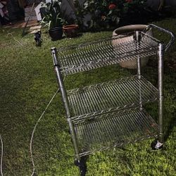 Metal Cart Three Tier On Locking Wheels