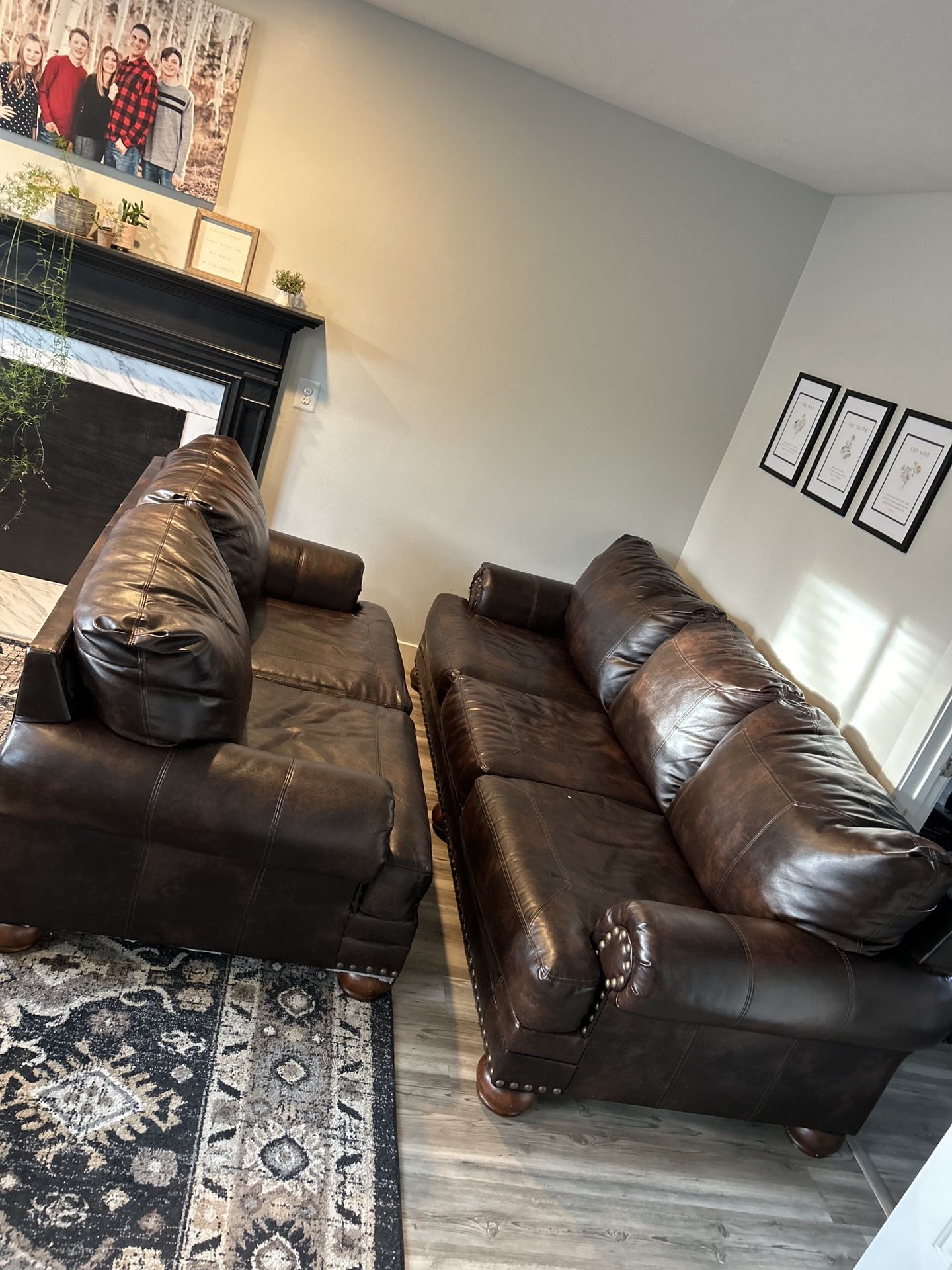 leather couch and loveseat