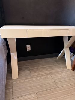 White desk/vanity with storage