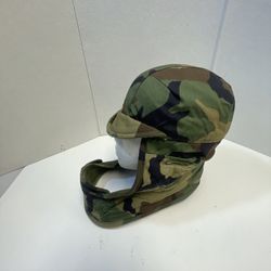 US Military Issue Pile Cap Cold Weather Hat Helmet Liner Woodland Camo Size 7