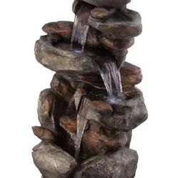 Brand New 4-Tier Outdoor Rock Fountain with LED Lights — Backyard Luxury at an Amazing Price!