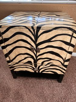 Zebra print storage cabinet or night stand