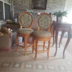 Two Matching Swivel Bar Stools 