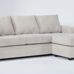 $430 Sectional Sofa- Chenille Sand Beige 97" w/ Reversible Chaise