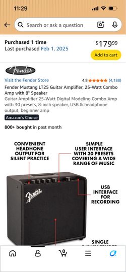 Fender Mustang LT25 Guitar Amplifier