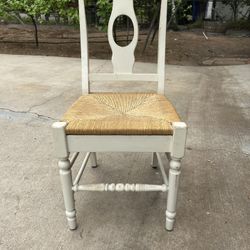 Antique White Distressed Ratan Chair