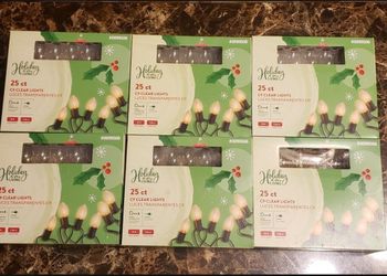 6 Boxes of Holiday Living Clear Christmas Lights 25 ct 24ft 