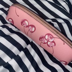 coach pencil case with cherrys 