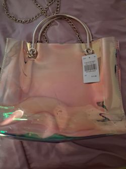 Iridescent Clear Tote Bag with Chain Handles