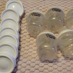 5 Tommie Tippee Bottles And Caps 