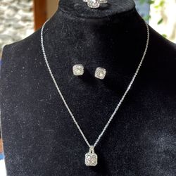 Silver Crystal Halo Necklace