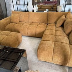 Orage color Cloed sofa with ottoman