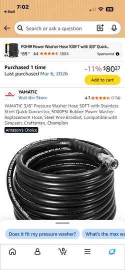 Pressure washer hose and reel