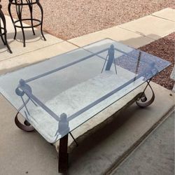 Beautiful Stone, Glass And Metal Coffee Table