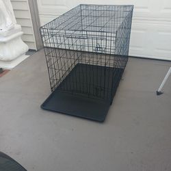 Large Collapsible Dog Kennel With Front Door Opening, Plastic Tray Slides Out Of Bottom For Cleaning
