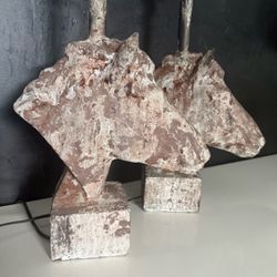 Rustic Horse Head Table Lamp Antique Working Cowboy Cowgirl Southwestern Mancave