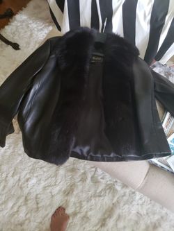 Black Fox Fur Leather Jacket