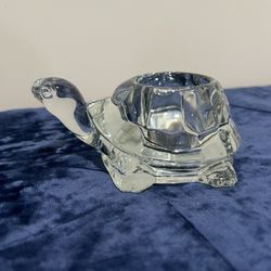 Vintage Indiana Glass Turtle Crystal Clear Votive Candle Holder Transparent 