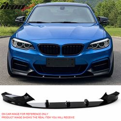Fits 2014-2021 BMW 2 Series F22 F23 M Sport MP Style Front Bumper Lip Gloss Black 2PC