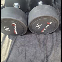 70lbs Rubber Coated Dumbells Weights 