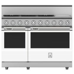 Hestan KRD485GD-LP-WH - 48 Inch Freestanding Dual Fuel Range with 5 Burners, 12 Inch Griddle - Froth White, Liquid Propane