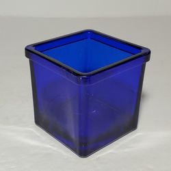 Cobalt Blue Square Glass Candle Holder