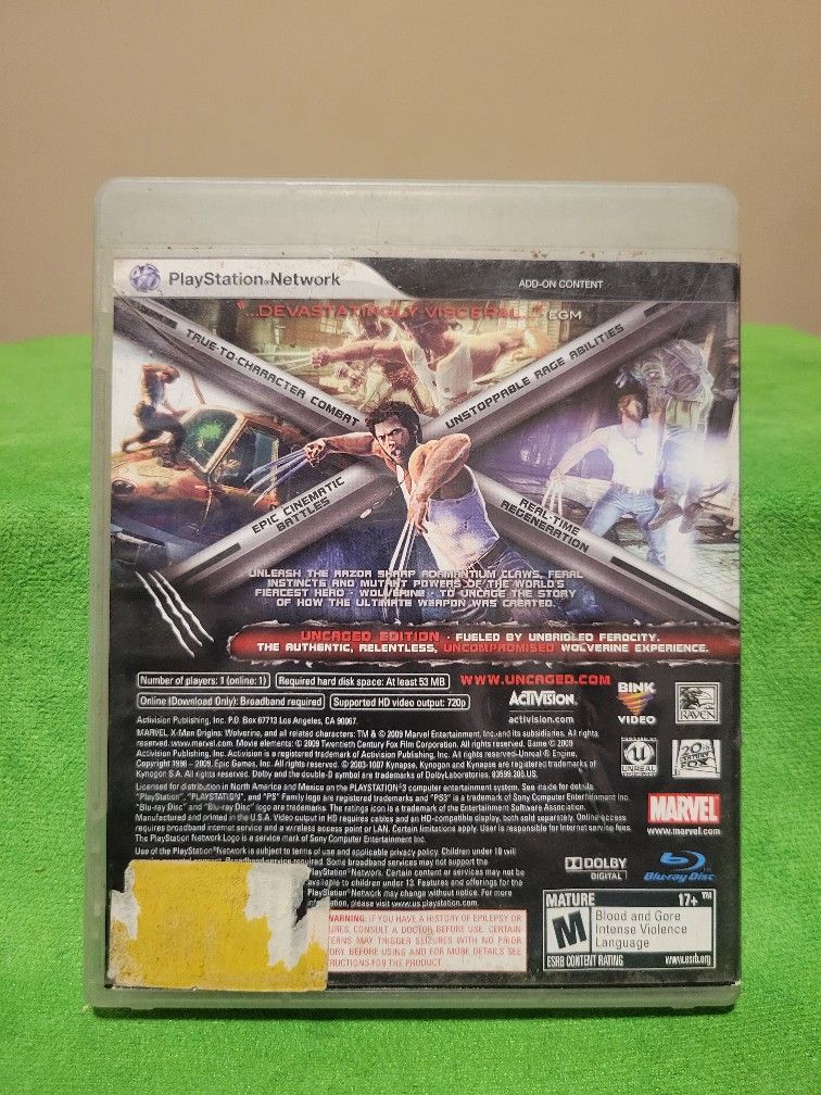 PS3 X-men Origins Wolverine Uncaged Edition