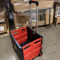 26L Aluminum Alloy Rod Shopping Cart Trolley,Foldable Trundle Storage on Wheels,Red,for Shopping Picnic Fashion