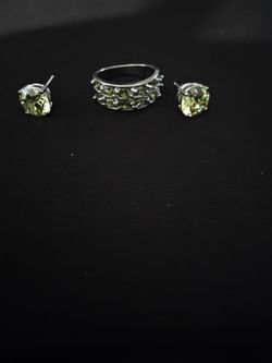 Peridot Ring and Earrings Set  ( Read the Description Box Below Carefully)