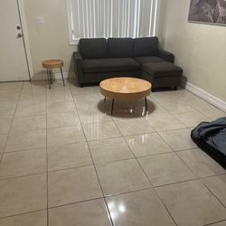 Small Three Person Sectional With Ottoman Brand New Plus Cover $280