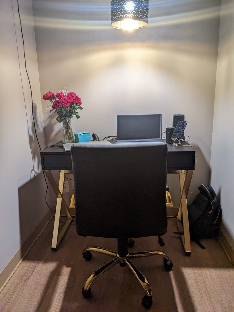 Black & Gold Desk & Chair