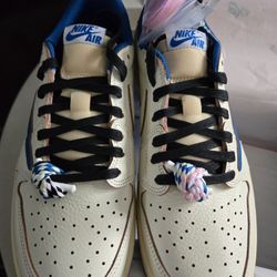 Travis Scott x Fragment x Air Jordan 1 Low Sail Military Blue Size 10