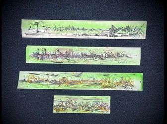 Unique Recycled Art Collection:4 Hand-Printed Works On Shutter Slats, Mike Martin