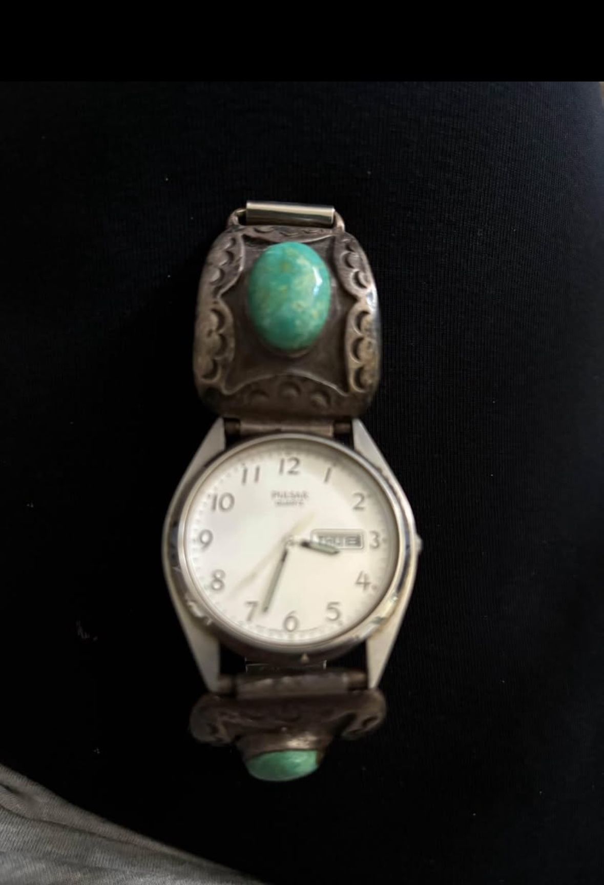 Turquoise watch band with face