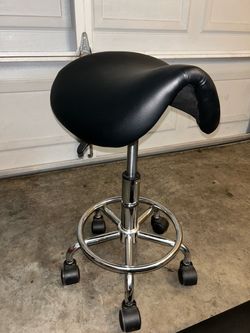 Adjustable Saddle Stool with Rolling Casters