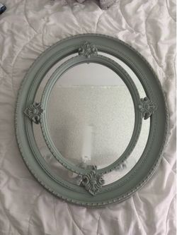 vintage oval green mirror