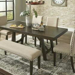 Rokane Brown Rectangular Dining Set

