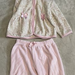(FADED GLORY) PINK- 3/6 Months  Girls SweatPANTS AND HOODIE SET 