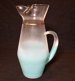 Vintage 1950 West Virginia Glass BLENDO Frosted Mint Green Fade Cocktail Pitcher - RARE! Shipping available