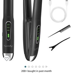 Sunmay Voga Cordless Hair Straightener and Curler 2 in 1, Cordless Travel Flat Iron for Touching Up Short Thin Fine Hair On The Go, Mini Portable Stra