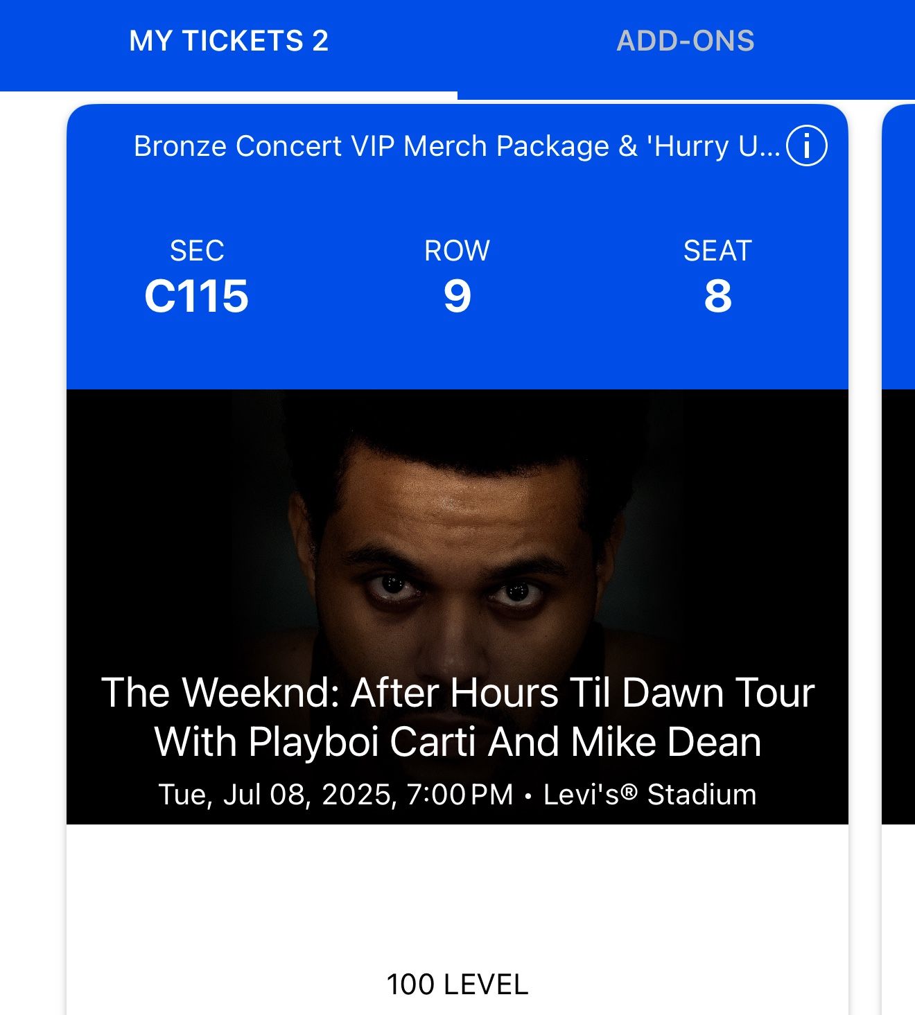 VIP Tickets The Weeknd After Hours Til Dawn - Santa Clara Day 1 July 8 