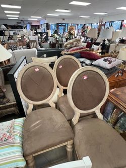 Set of 3 French-Style Upholstered Dining Chairs