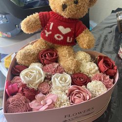 Forever Flower Bouquet With Teddy Bear