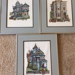 Set Of 3 Counted Cross Stitch San Francisco Style Pictures