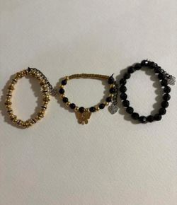 Gold and black beaded bracelets