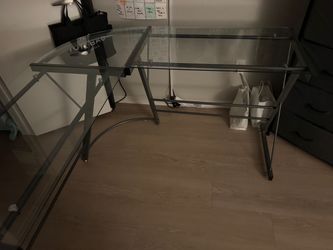 Glass L shaped desk