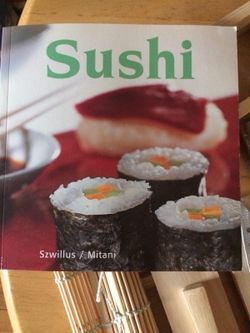 Sushi Making Kit Recipe Book Bamboo Mat Santoku Knife Chop Sticks Rice Spoon Wood Tray