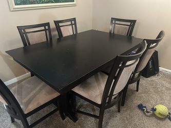 Dining Room Set w/ 6 Chairs - Dark Wood